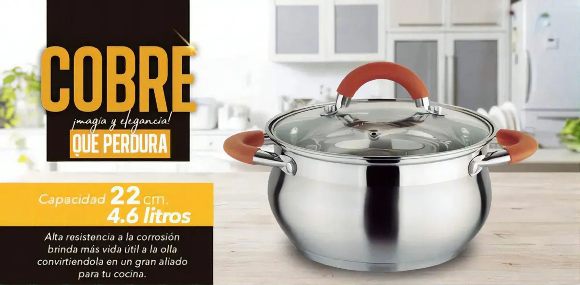OLLA EN ACERO HOME ELEMENTS ACERO INOXIDABLE 22 CM