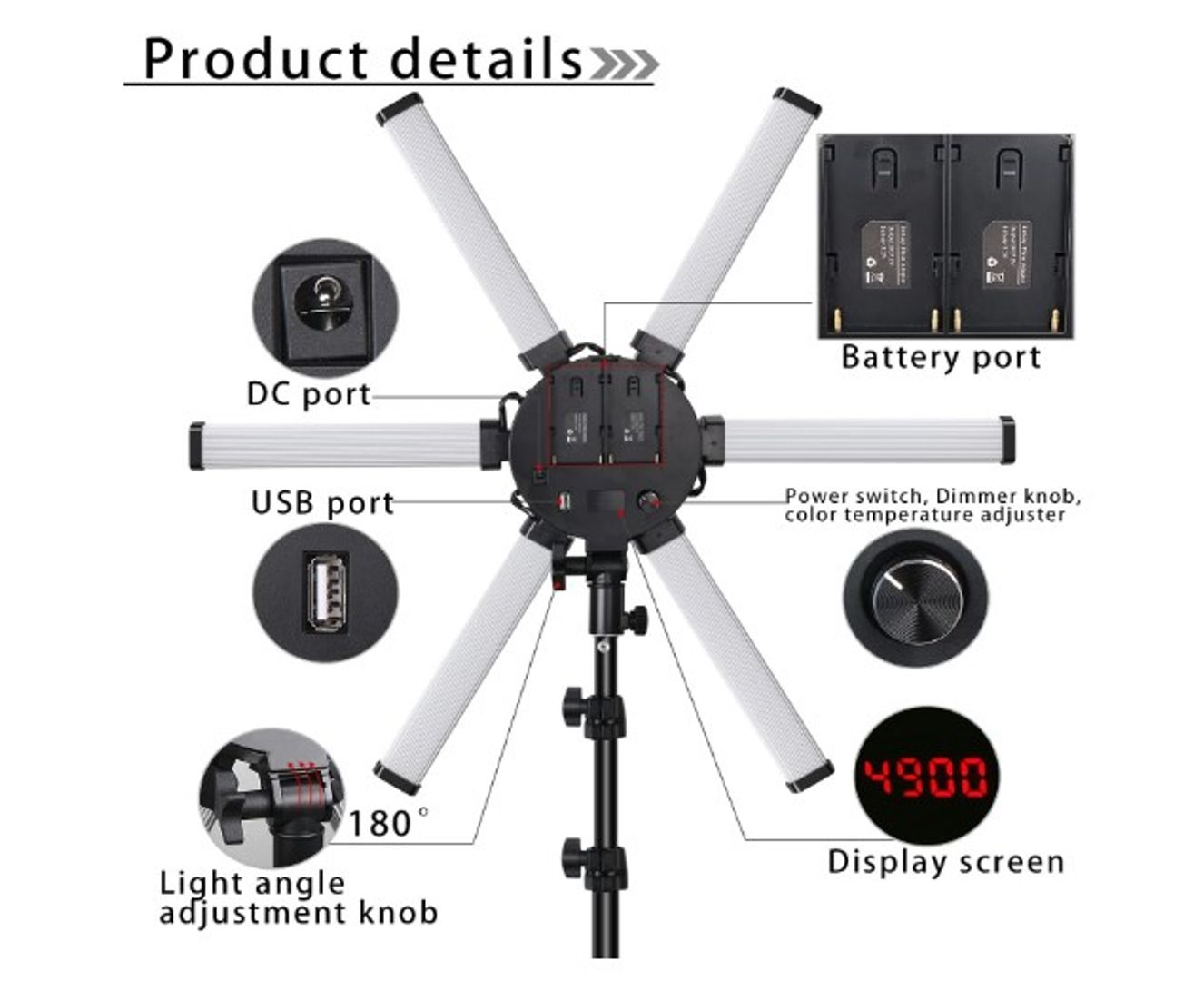 Yeah-hhi 60W LED Luz de Anillo 3200-5600K 