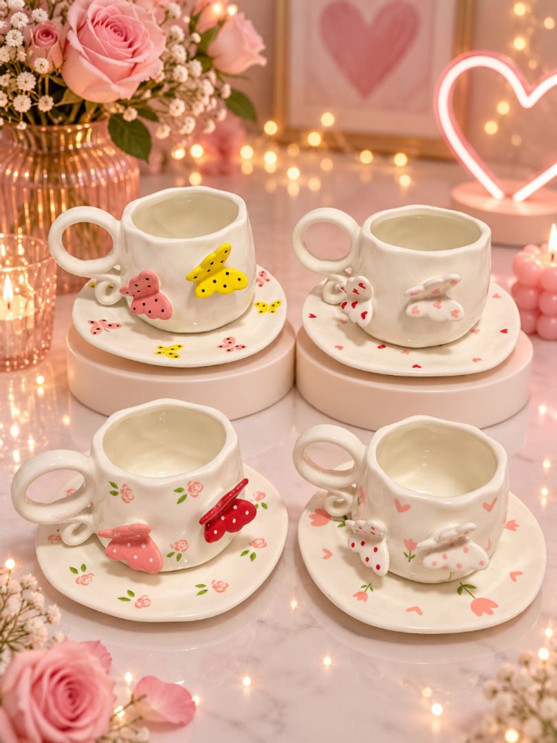 Set Mug plato mariposa 