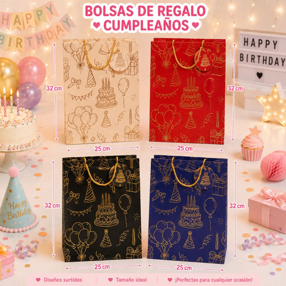 Bolsas de regalo mediana cumpleaños 