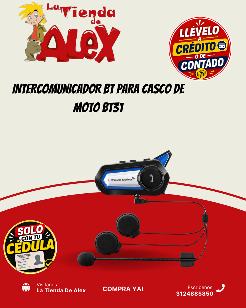 INTERCOMUNICADOR BT PARA CASCO DE MOTO BT31