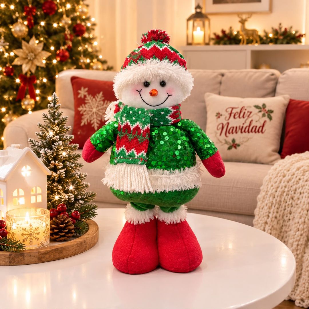 DECORACIÓN NAVIDEÑA SANTA Y MUÑECO DE NIEVE 