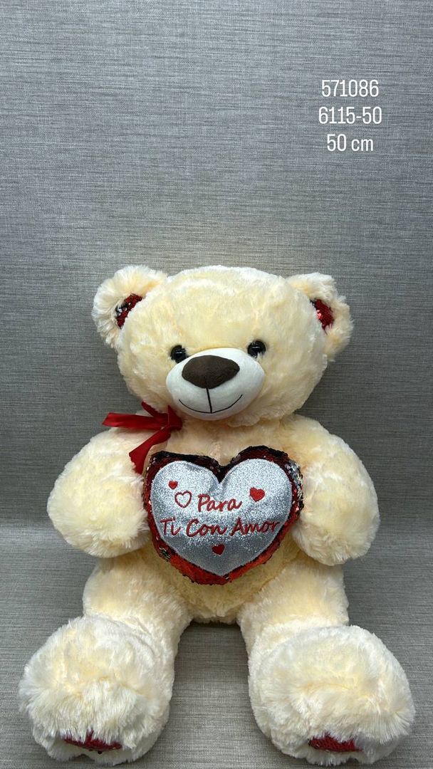 OSO BEIGE CLARO CON LENTEJUELAS 50 CM