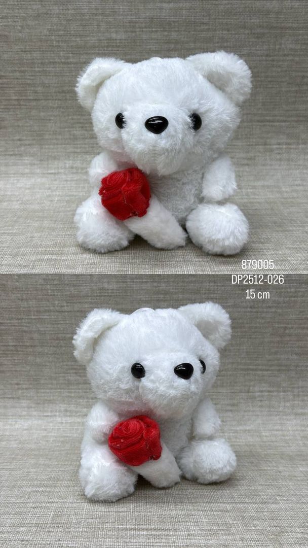OSO BLANCO CON ROSA 15 CM