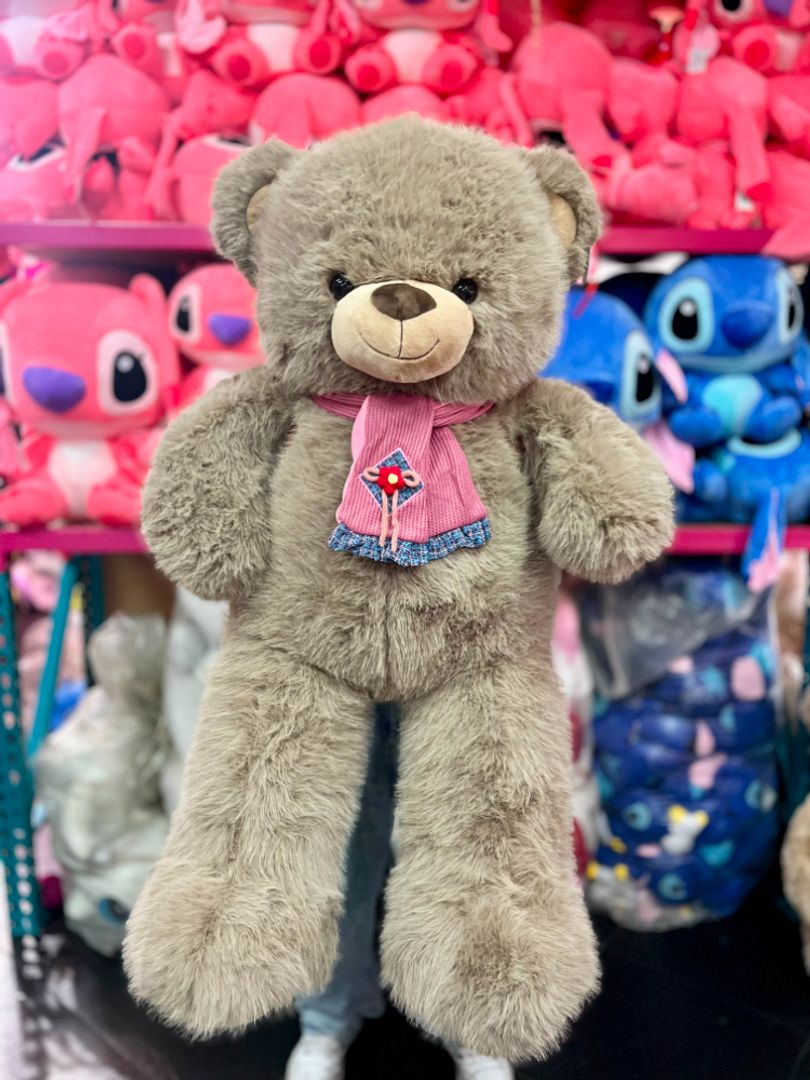 Oso bufanda lana flor crochet 80cm PLS