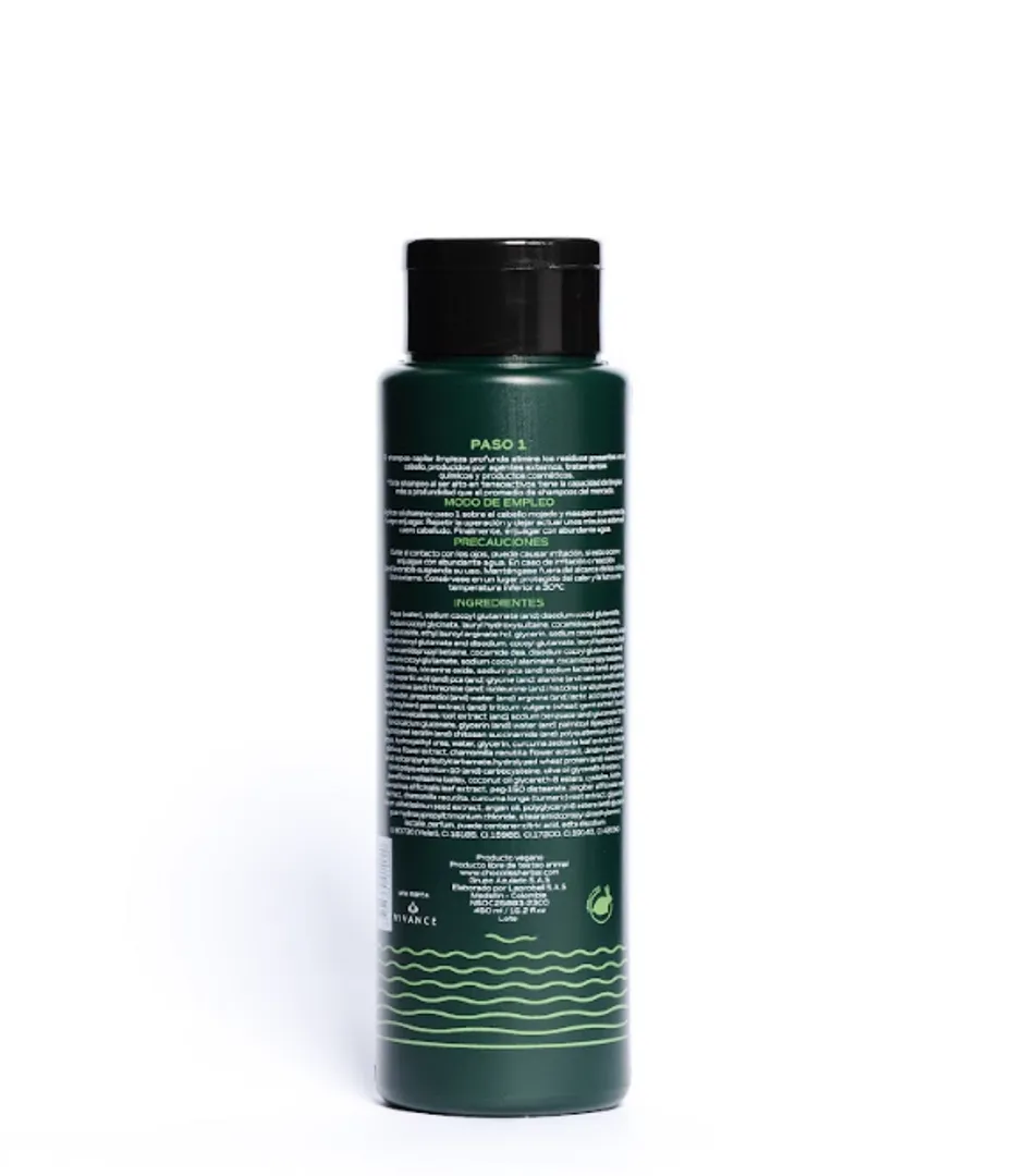 Shampoo de 450ml limpieza profunda paso 1 