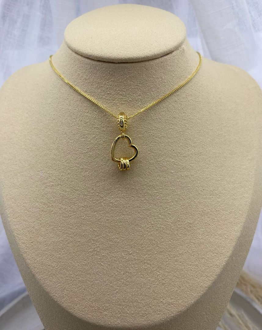Dije corazón, oro rosa, covergold 
