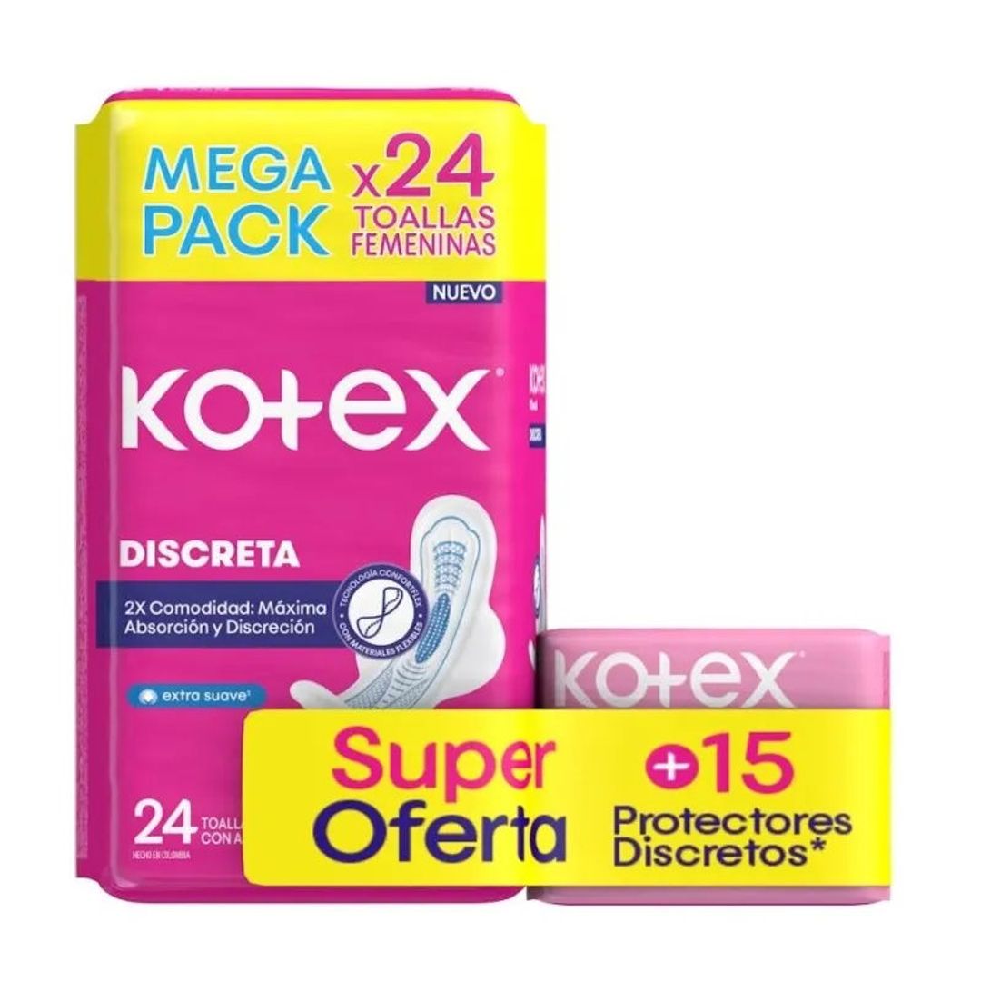 KOTEX DISCRETA*24+15 PROTECTORES