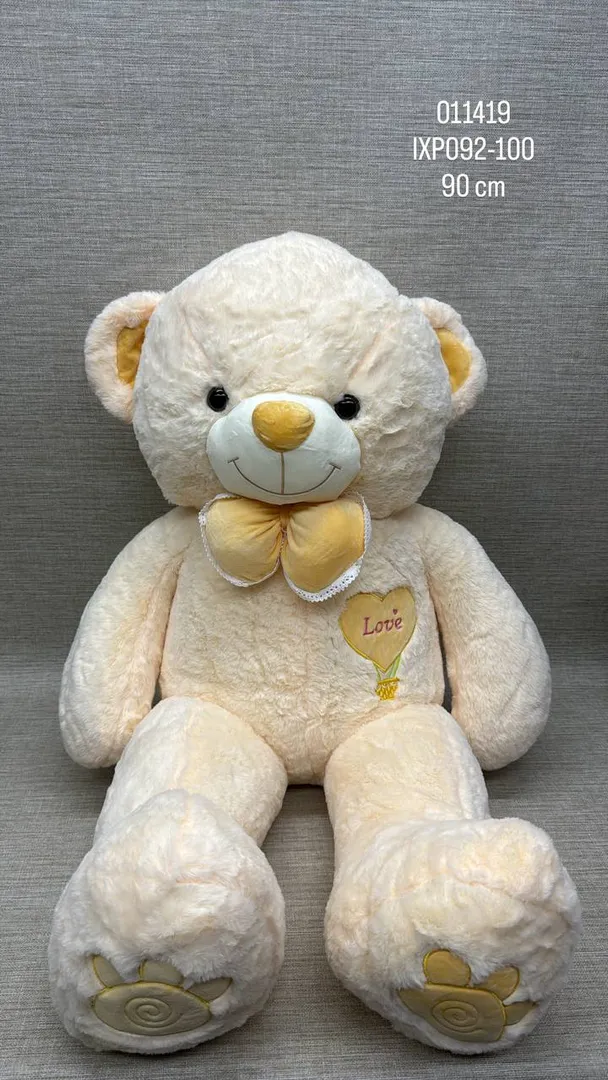 OSO BLANCO PATAS LARGAS BORDADO LOVE 90 CM
