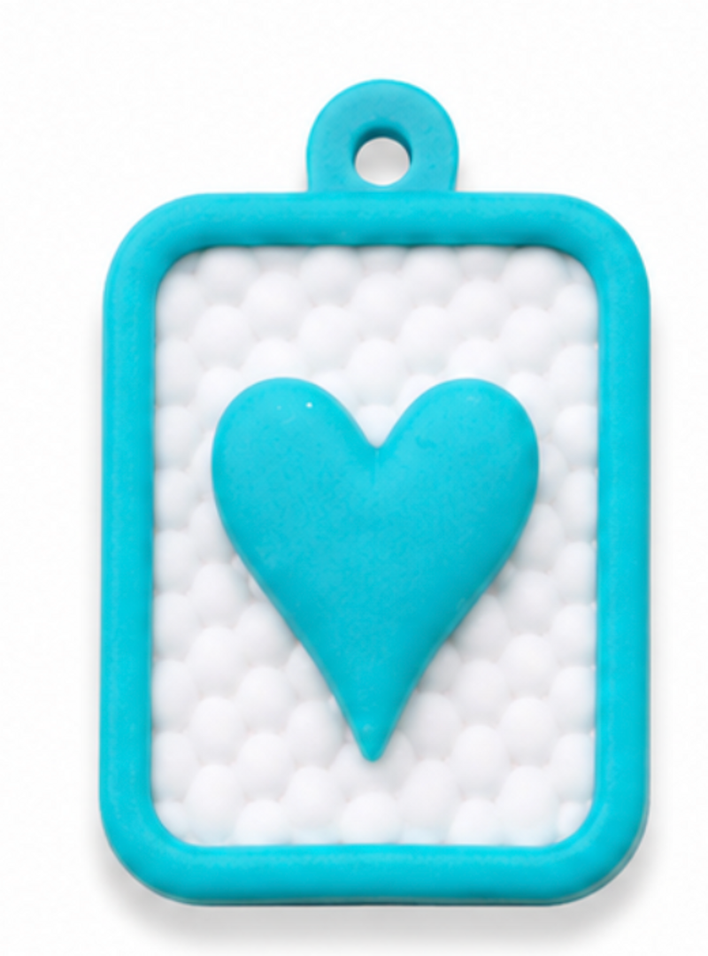 Dije placa corazon Blanco/azul