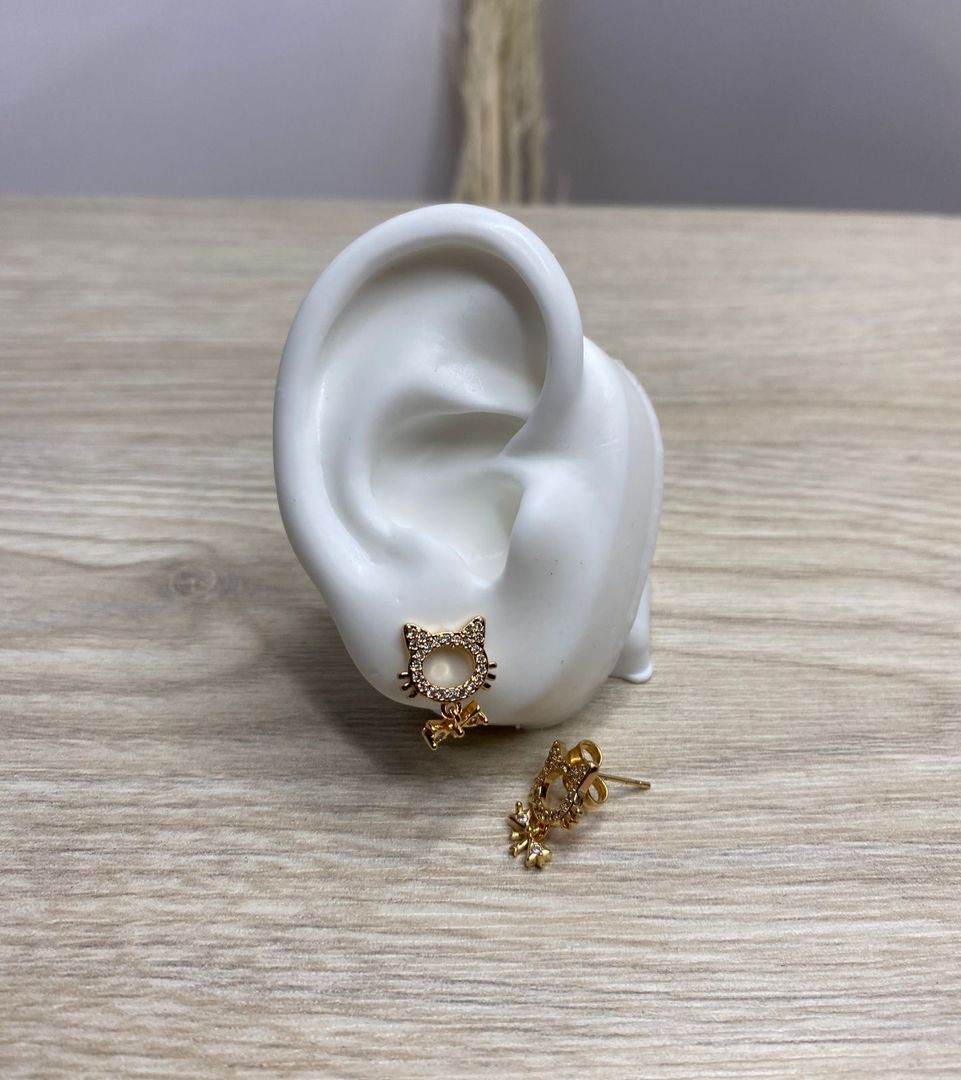 Topo gato, moño colgante, oro rosa, covergold 
