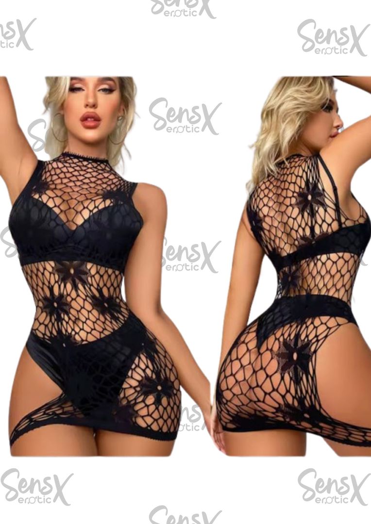 Lencería de Malla Transparente con Encaje – Sensualidad y Elegancia en Cada Detalle