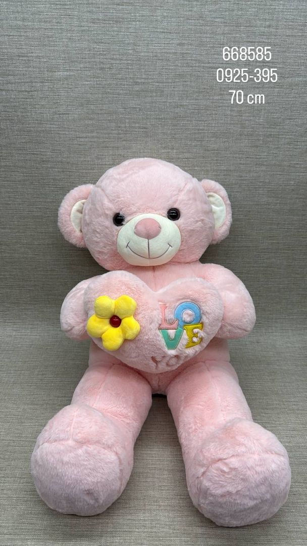 OSO PATAS LARGAS "LOVE" ROSADO 70 CM