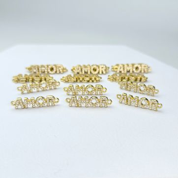 Imagen del producto DIJE HERRAJE LAMINADO -  AMOR ZIRCON BLANCO - 5525 