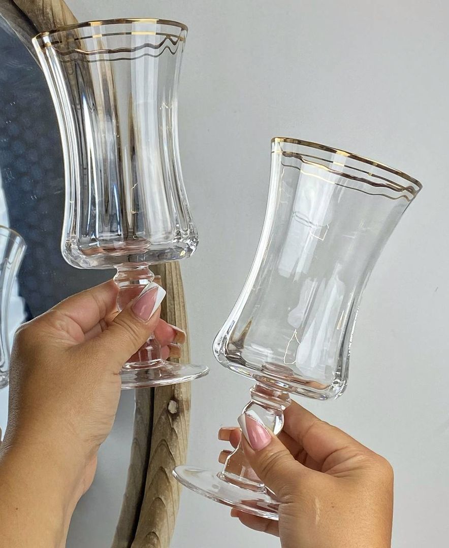 COPA DE CRISTAL LISA FILO DORADO