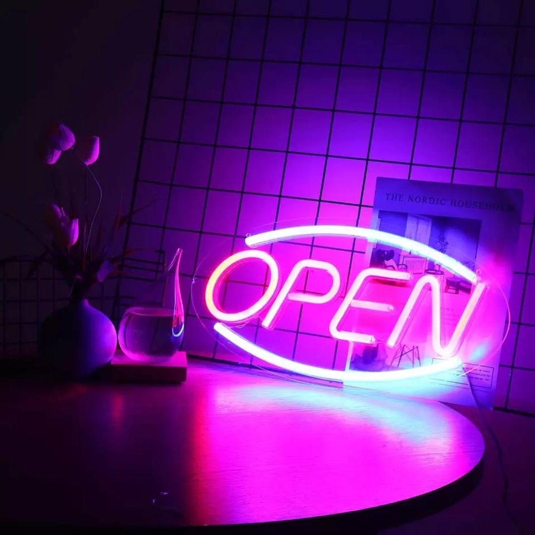 Letrero neón open 