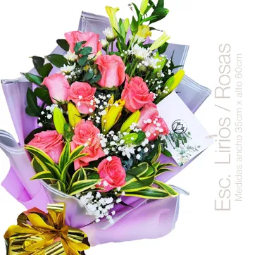 Imagen del producto BOUQUET ESCALONADO LIRIOS/ROSAS