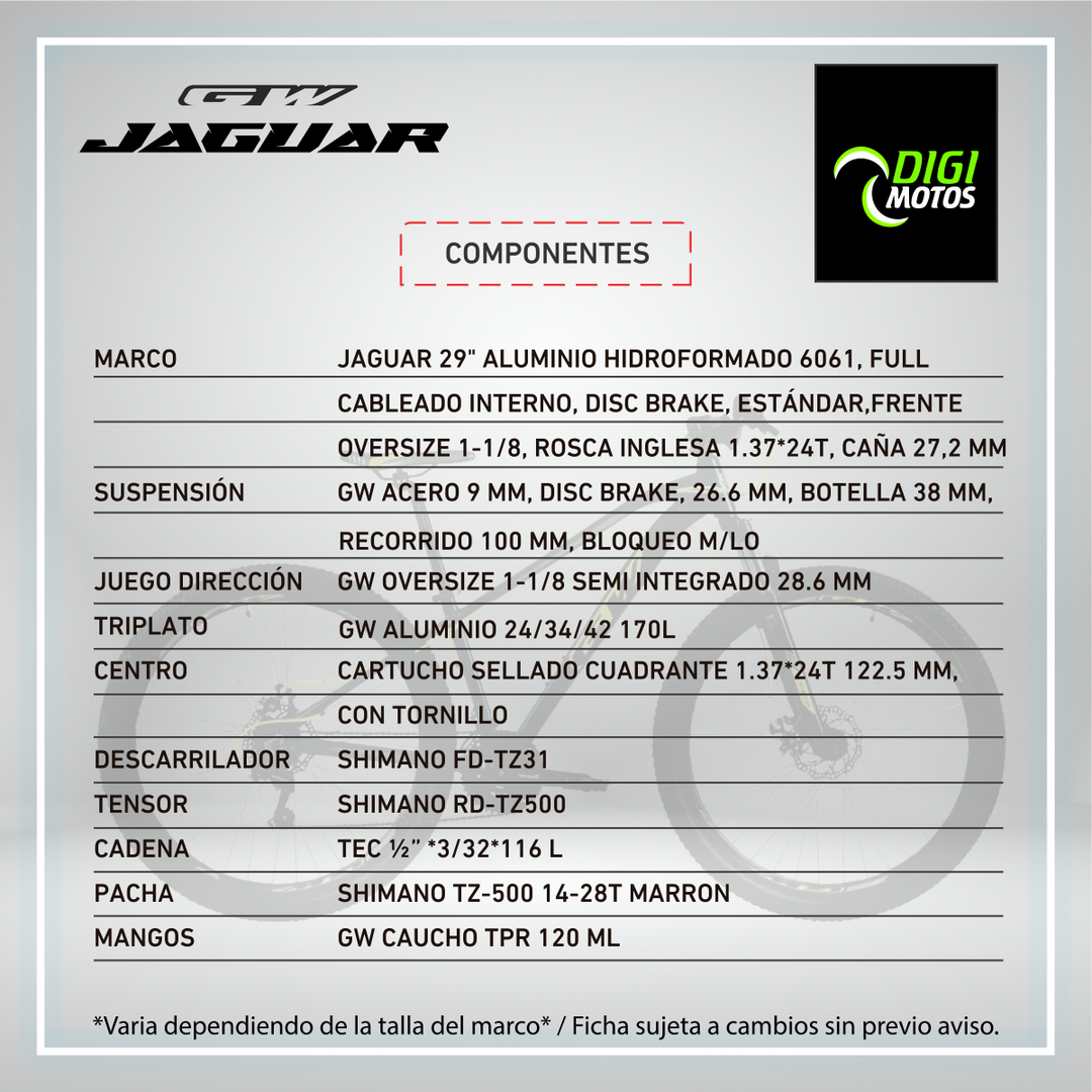 JAGUAR 7 VELOCIDADES FRENO MECANICO