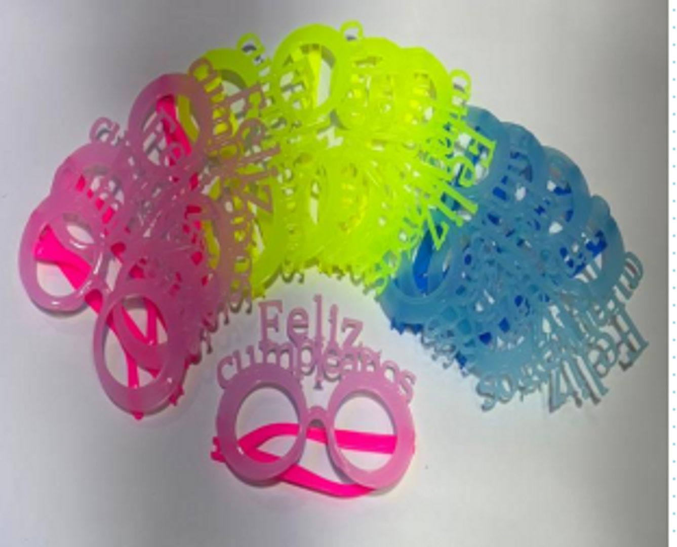 GAFA NEON FELIZ CUMPLEAÑOS X 12 UNIDADES