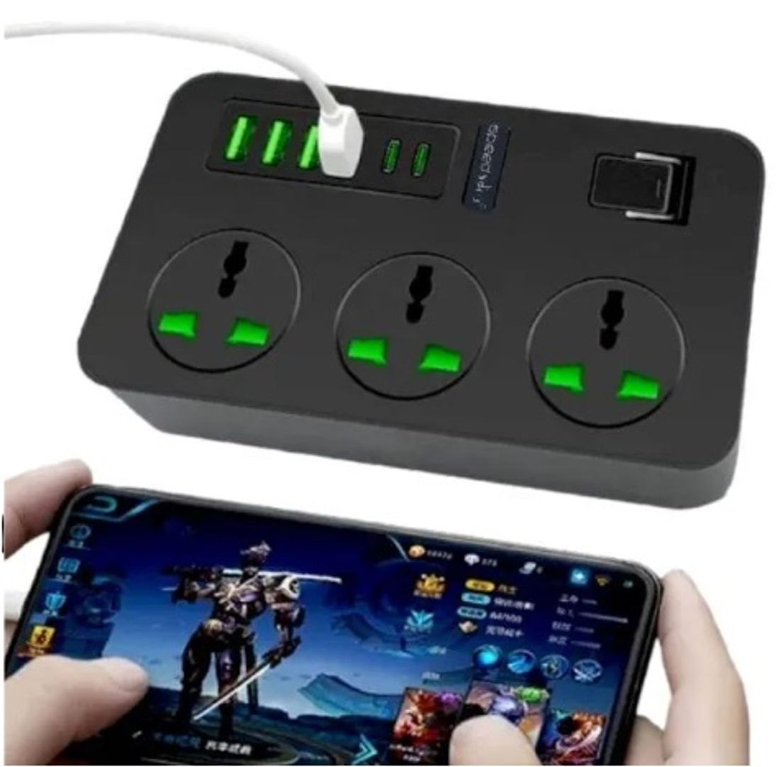 Multitoma SpeedSong USB, eléctrico y Tipo C 3.1A 2mt