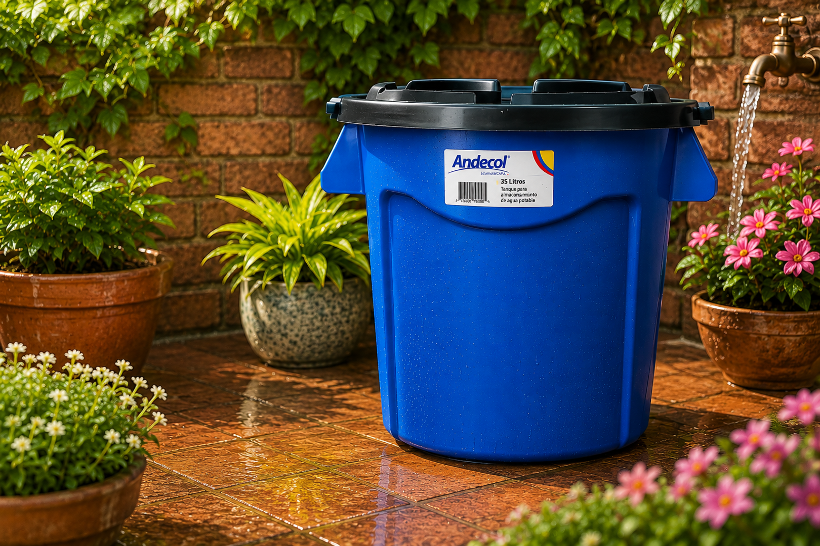 ECOTANQUE 35 LTS AZUL C/TAPA-A.COL