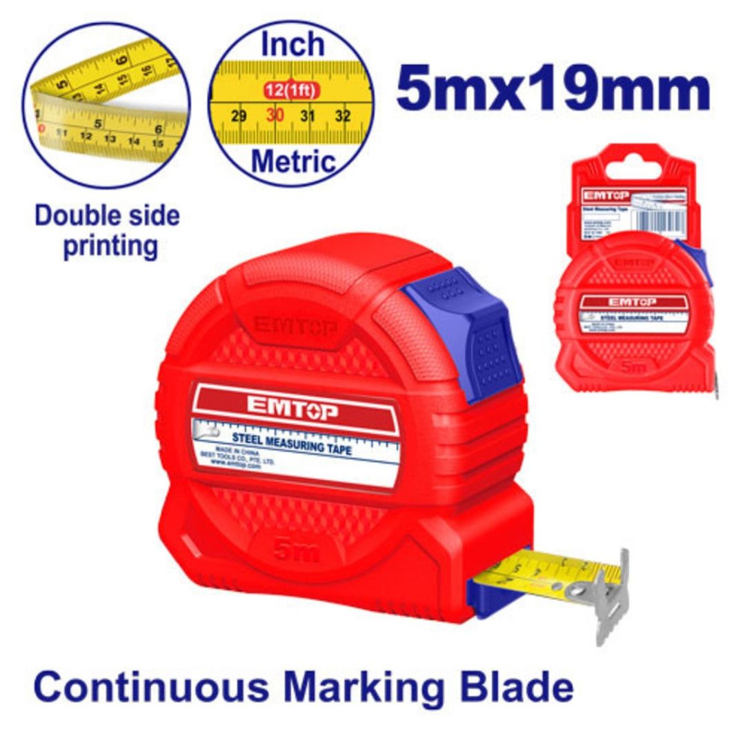 EMTOP FLEXOMETRO 5MTS CINTA 19MM DOBLE CARA SUPER EMTOP