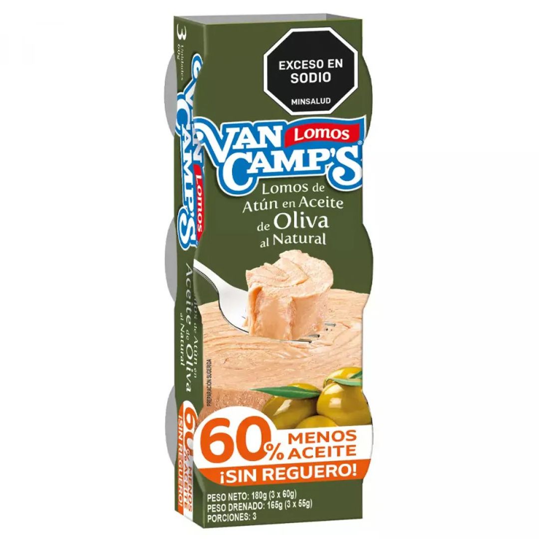ATUN ACEITE DE OLIVA MENOS ACEITE VAN CAMPS*3*60G
