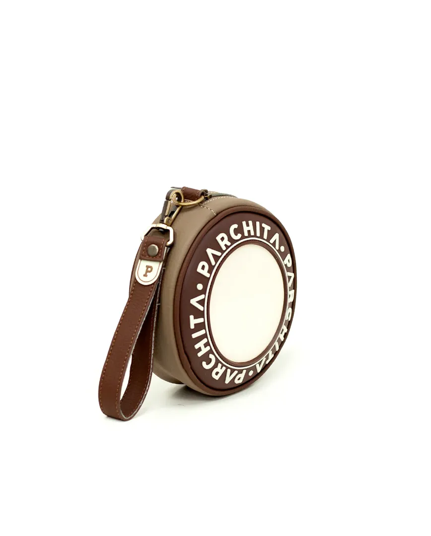 COSMETIQUERA DISCO MARRÓN TAUPE