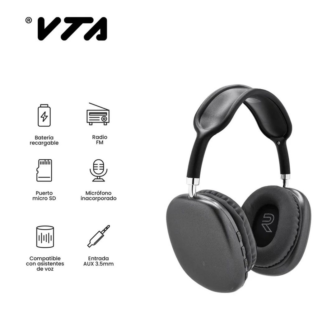 AUDIFONOS VTA DIADEMA INALAMBRICOS NEGRO