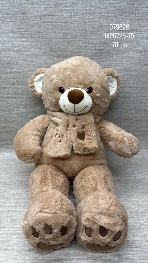 OSO PATAS LARGAS CON BUFANDA  BEIGE 70 CM