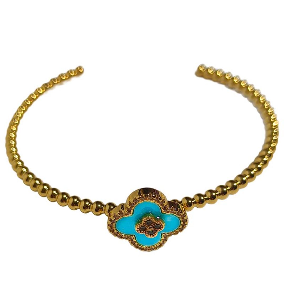Brazalete en rodio Trébol