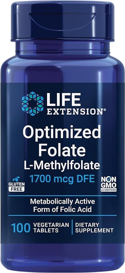 Folato optimizado  Lmetilfolato  1700 mcg de DFE 100 tab Life Extension