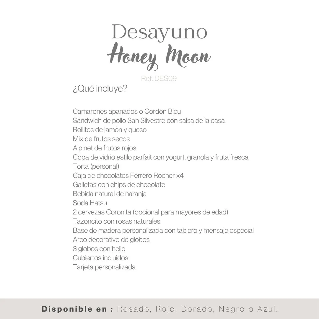 DESAYUNO HONEY MOON