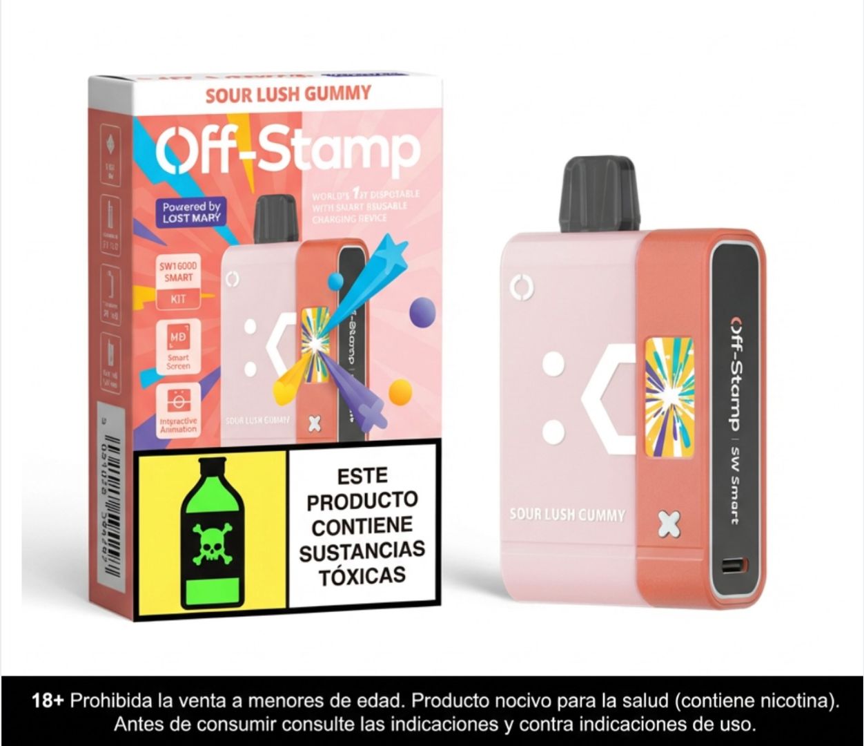 Off Stamp Sour Lush Gummy 16.000 Puffs Kit Bateria Y Pod