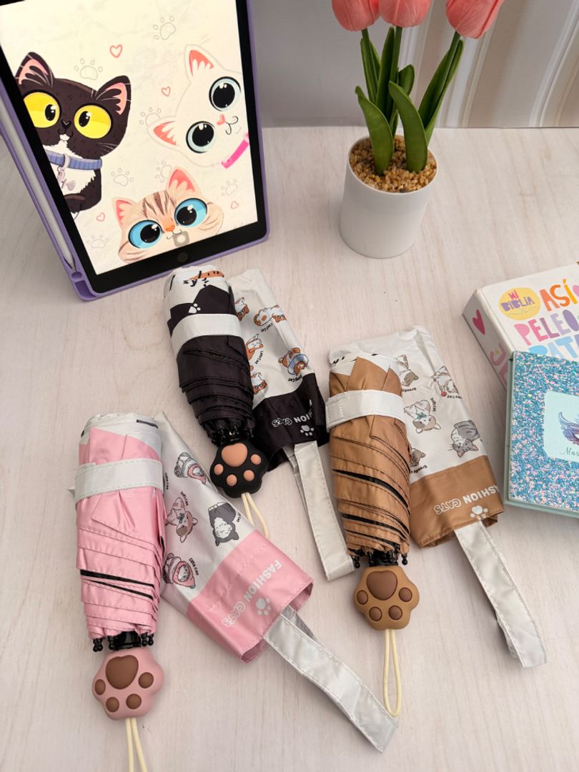 Mini sombrillas gatito 3d 