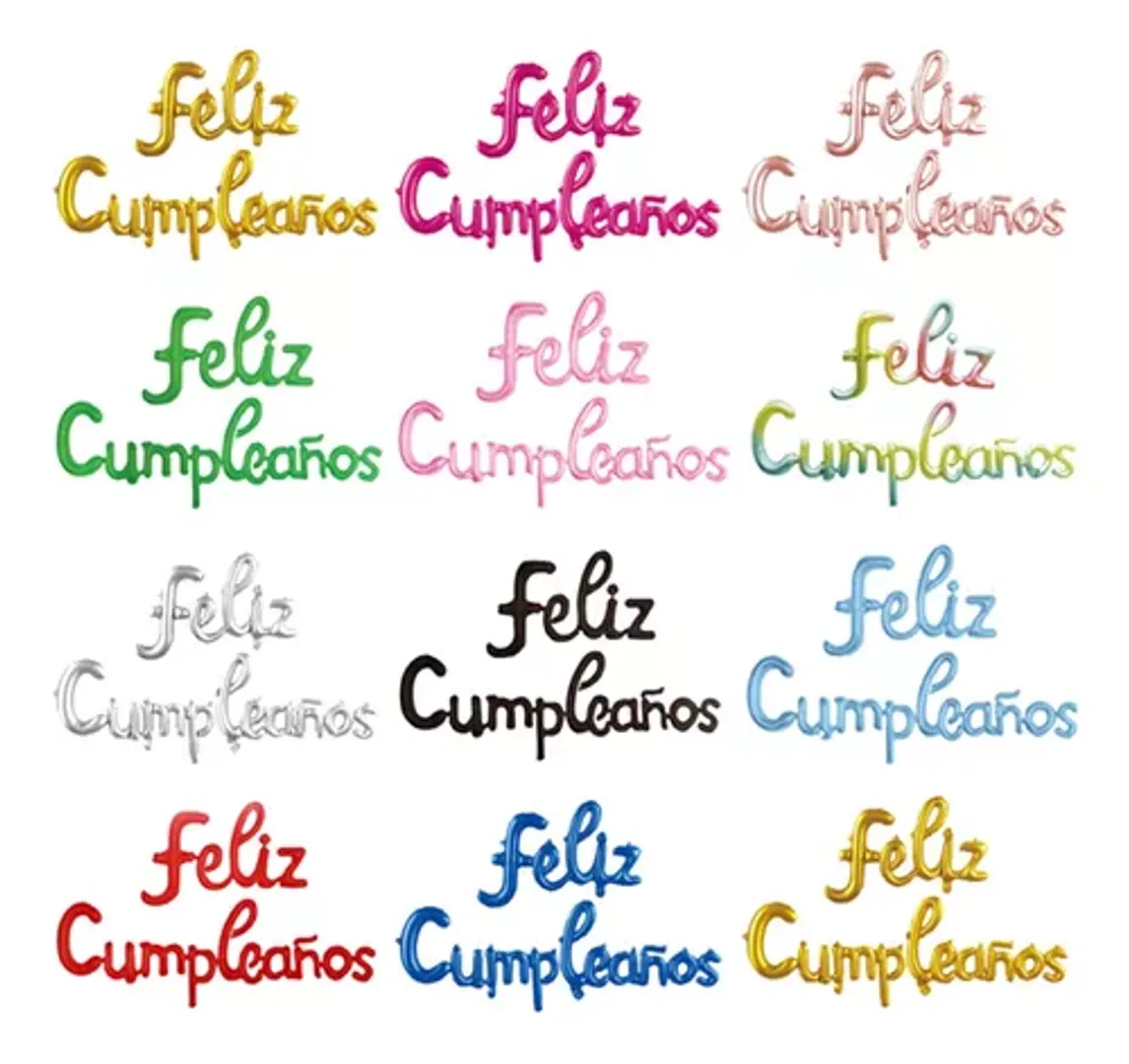 GLOBO FOIL CURSIVO FELIZ CUMPLEAÑOS  SURTIDO