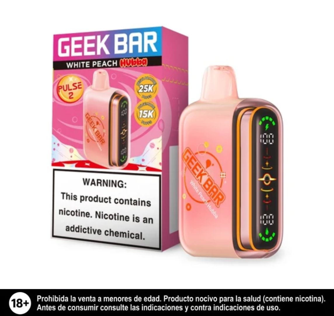 Geek Bar Pulse 2 White Peach Hubba 25k-50k Puffs