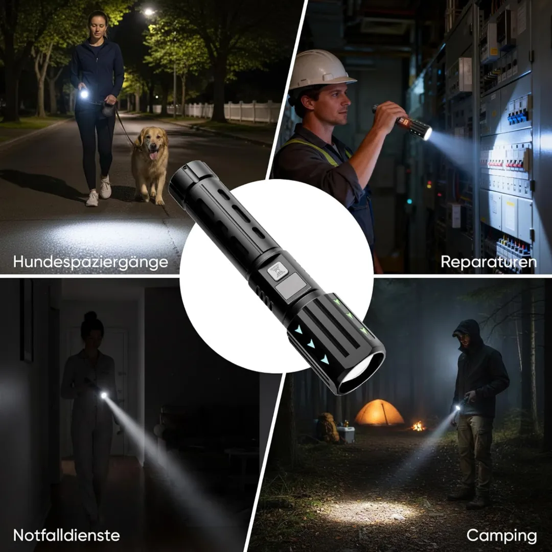 LINTERNA TACTICA LED RECARGABLE USB ZOOM