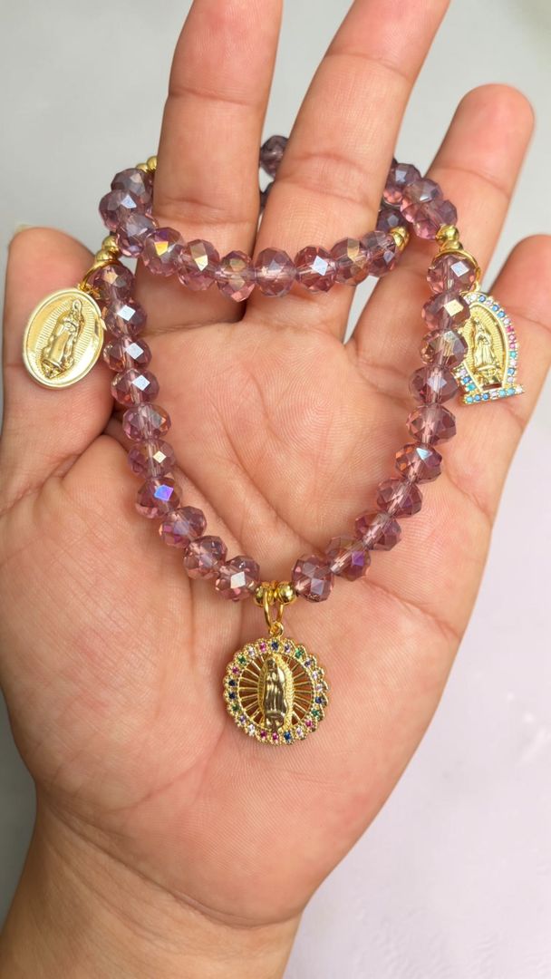 Denario pulsera rosa/lila tornasol