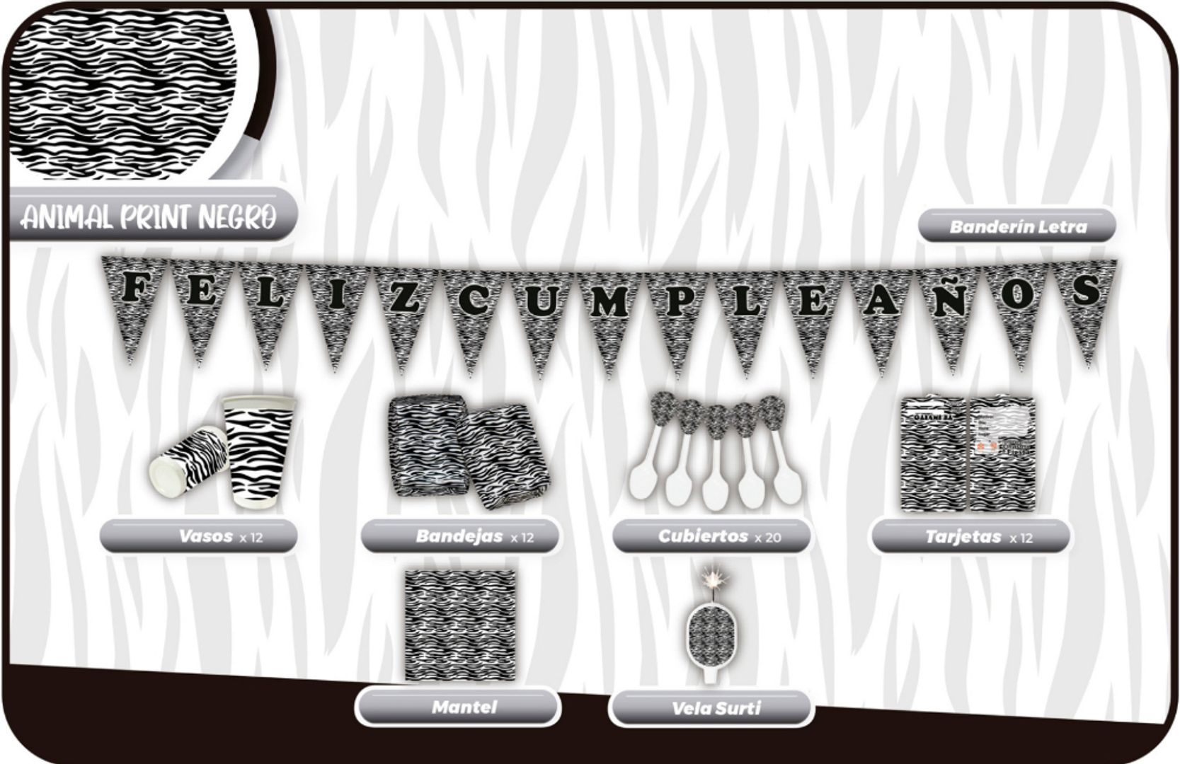 DECORACIÓN CEBRA NEGRA 