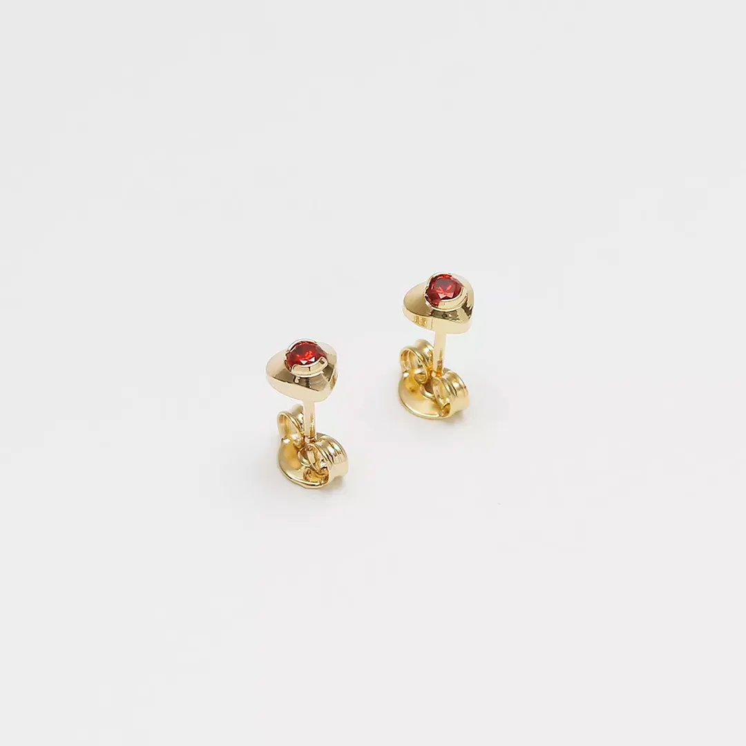 Topos Corazón Mini Circonia ROJO	