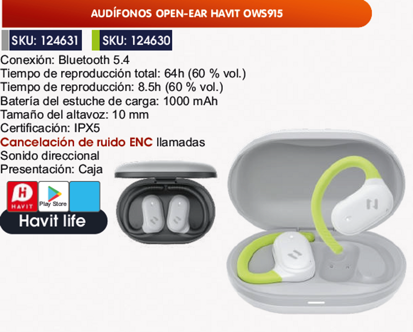 AUDÍFONOS OPEN-EAR HAVIT OWS915
