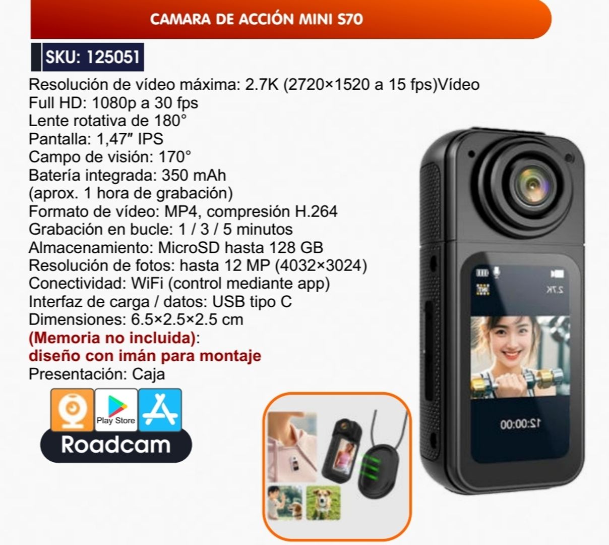 CAMARA DE ACCION MINI S70