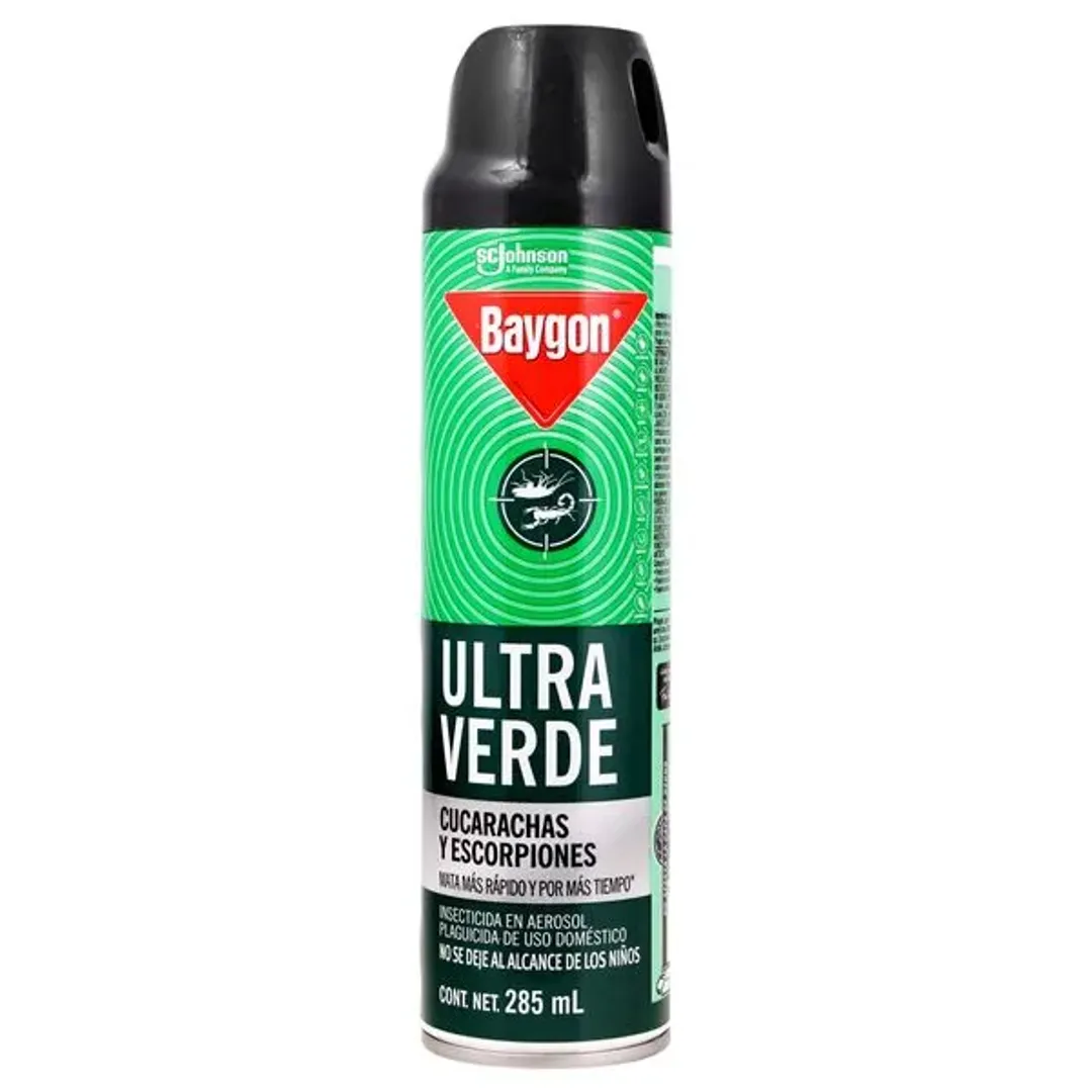 BAYGON VERDE AEROSOL MATA CUCARACHA X 285 ML