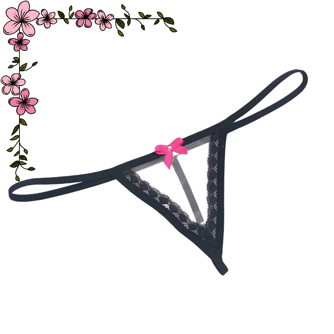 Tanga hilo en mallatex y encaje lateral 