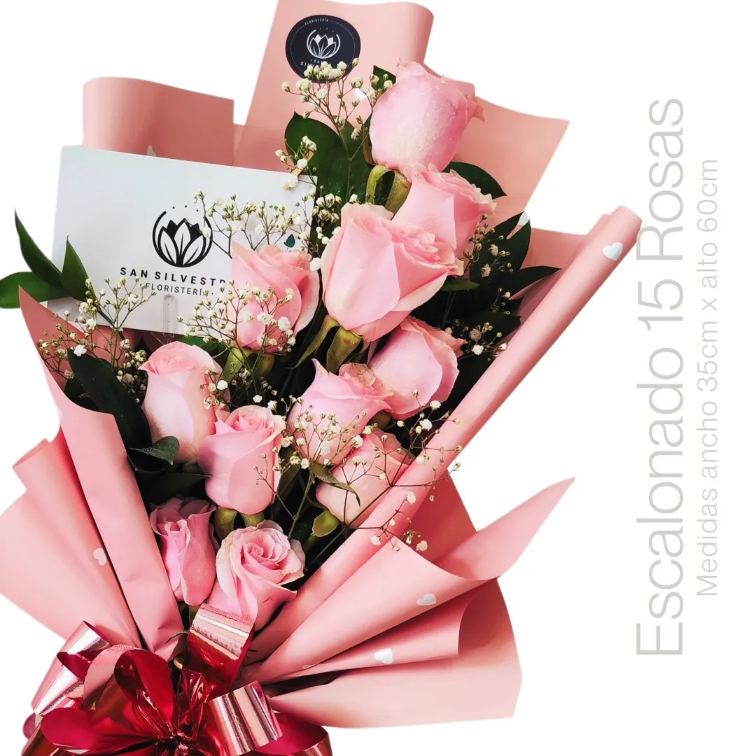 BOUQUET ESCALONADO ROSAS ROSADAS