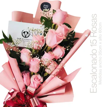 Imagen del producto BOUQUET ESCALONADO ROSAS ROSADAS