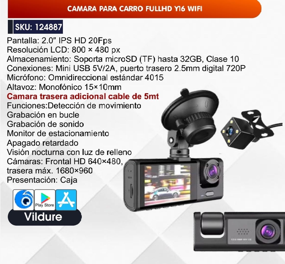 CAMARA PARA CARRO FULL HD Y16 WIFI