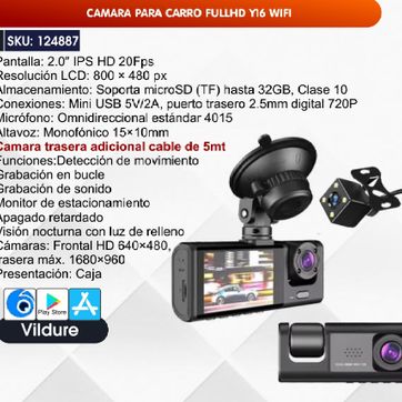 Imagen del producto CAMARA PARA CARRO FULL HD Y16 WIFI