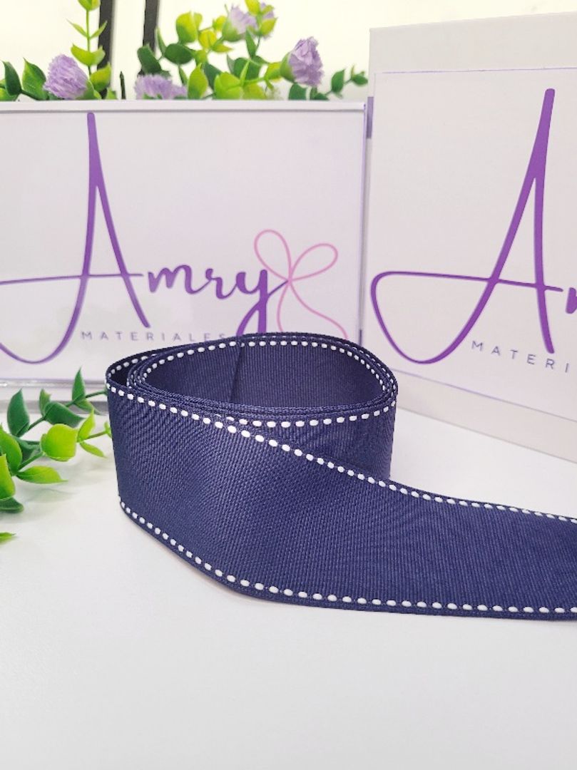 Punte. 3.8cm Azul Oscura Punteada